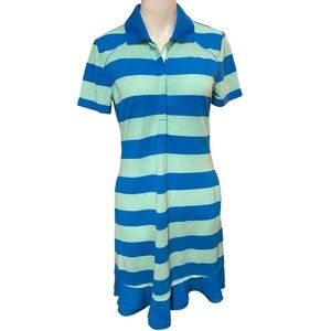 Oakley Athletic Dress for golf or tennis in blue and light blue stripes Size M